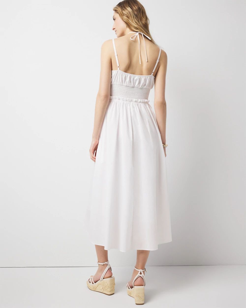 Cotton Poplin Halter Midi Dress | White House Black Market